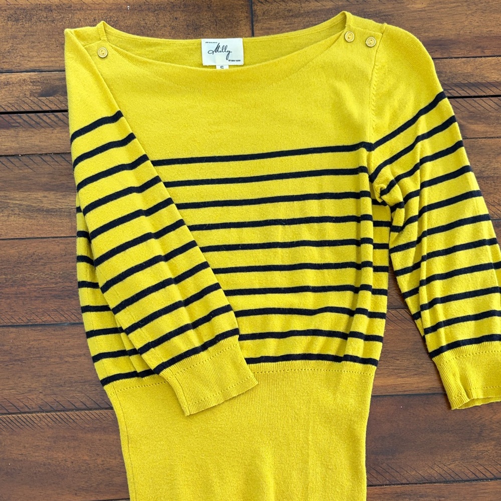 Milly of New York Mustard Crewneck Sweater